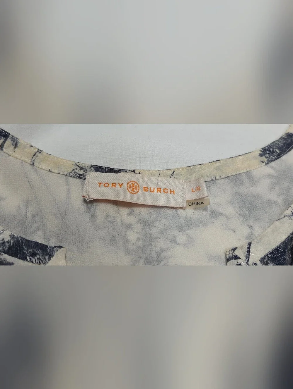 Tory Burch Tropical Toile Silk Short Sleeve Top L
